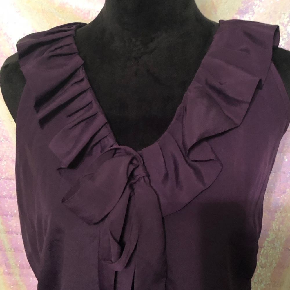 Merona Size XL Purple V-neck With Pussy Bow Neck
